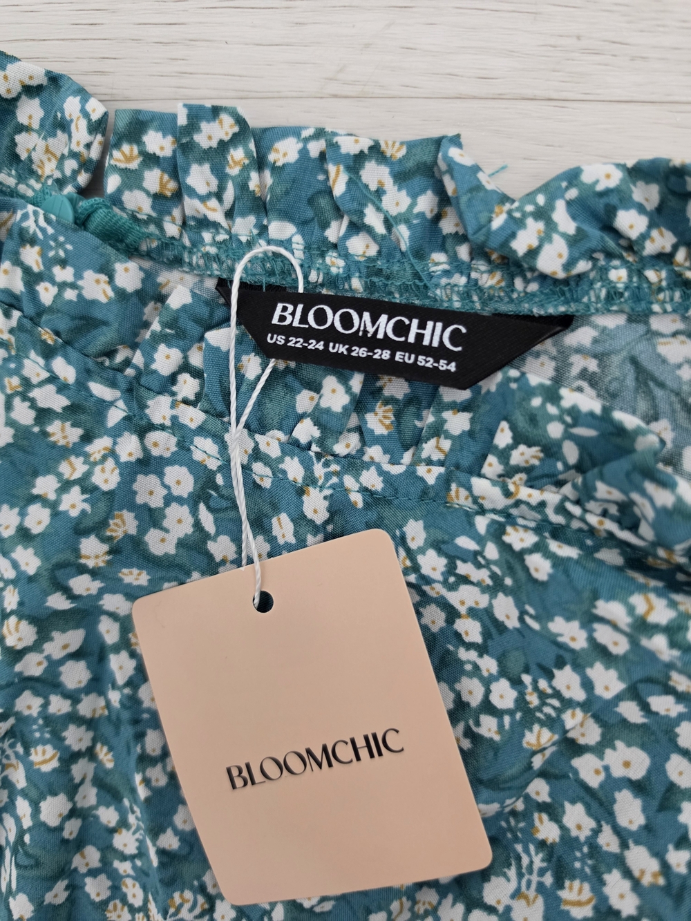 BLOOMCHIC Teal Floral Ruffle Women's Top